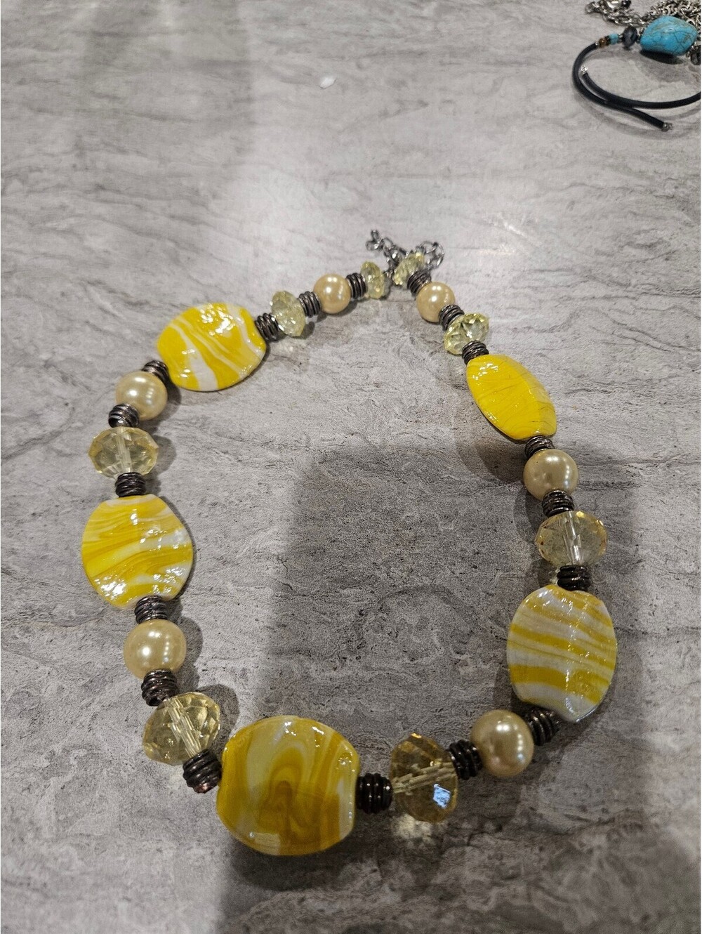 Yellow and Cream Beaded Necklace